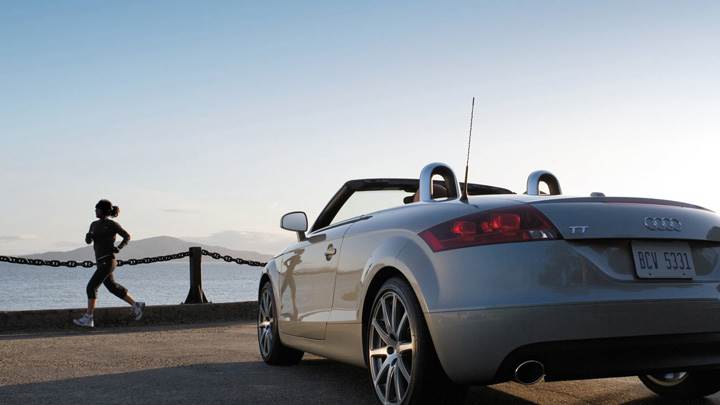 Back Pose Of Audi TT Roadster In White